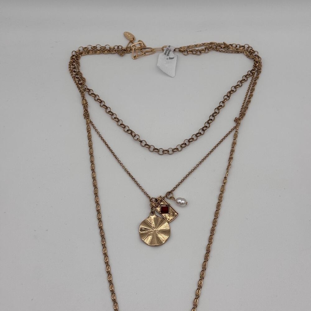Free People Layer Necklace Heart Cross Charm Cluster Boho Multi Strand Boho NEW - Picture 3 of 10